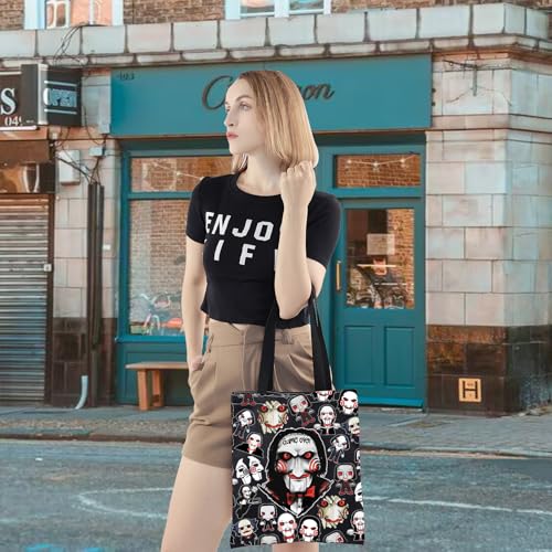 Bolso tipo tote KEYCHIN 'Jigsaw Killer', para fans de terror y rompecabezas, con diseño de Billy el títere, regalo temático miniatura 6