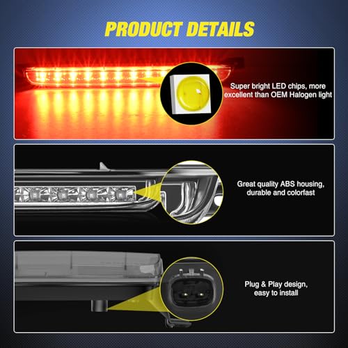 Image of Nilight Third Brake Light Tail High Mount 3rd Stop Lights Smoked Lens Compatible with Chevy Equinox and Pontiac Torrent 2007 2008 2009 Van SUV Rear Center Cab Lamp