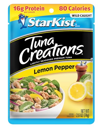 Image of StarKist Tuna Creations Lemon Pepper Pouch (2.6 oz - 24 Pack) Wild Caught, High Protein Shelf Stable Seafood, Gluten Free, Soy Free, No Draining, Ready to Eat for Salads and Sandwiches