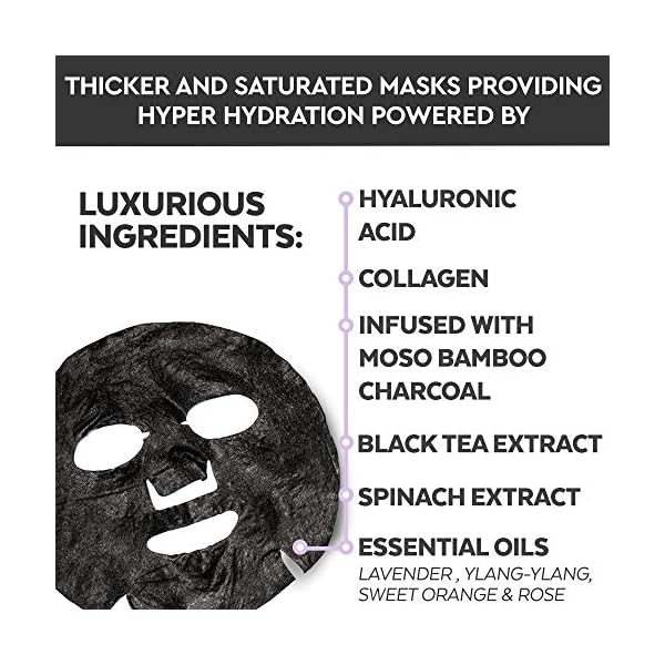 Face-Masks-Skincare-Facial-Mask-with-Collagen-Hyaluronic-Acid-for-Glowing-Skin-Dermatologist-Tested-Charcoal-Face-Mask-for-Moisturizing-Brightening-8-Sheet-Masks Viva Naturals Charcoal Face Mask Set (8 Pack) - Collagen & Hyaluronic Acid Face Mask for Skin Care - Moisturize and Brighten with 4 Varieties of Facial Sheet Mask