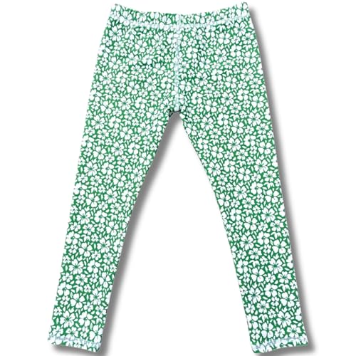 Sunguard Swim - Logan - Swim Leggings Kids, Toddlers, Baby Girl - Built in SPF UPF50+ Girls Swim Pants - Full Protection Swimming Pants for Girl Kids - Green Hibiscus, M (8/9)