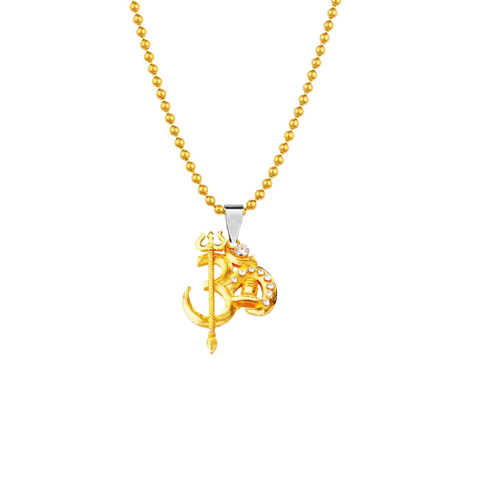 m men style Gold Plated Brass Lord Shiva Symbol Om with Trishul Shivling Pendant Locket Gold Zinc And Metal Pendant Necklace Chain For Men And Women SPn2024114-picture-42