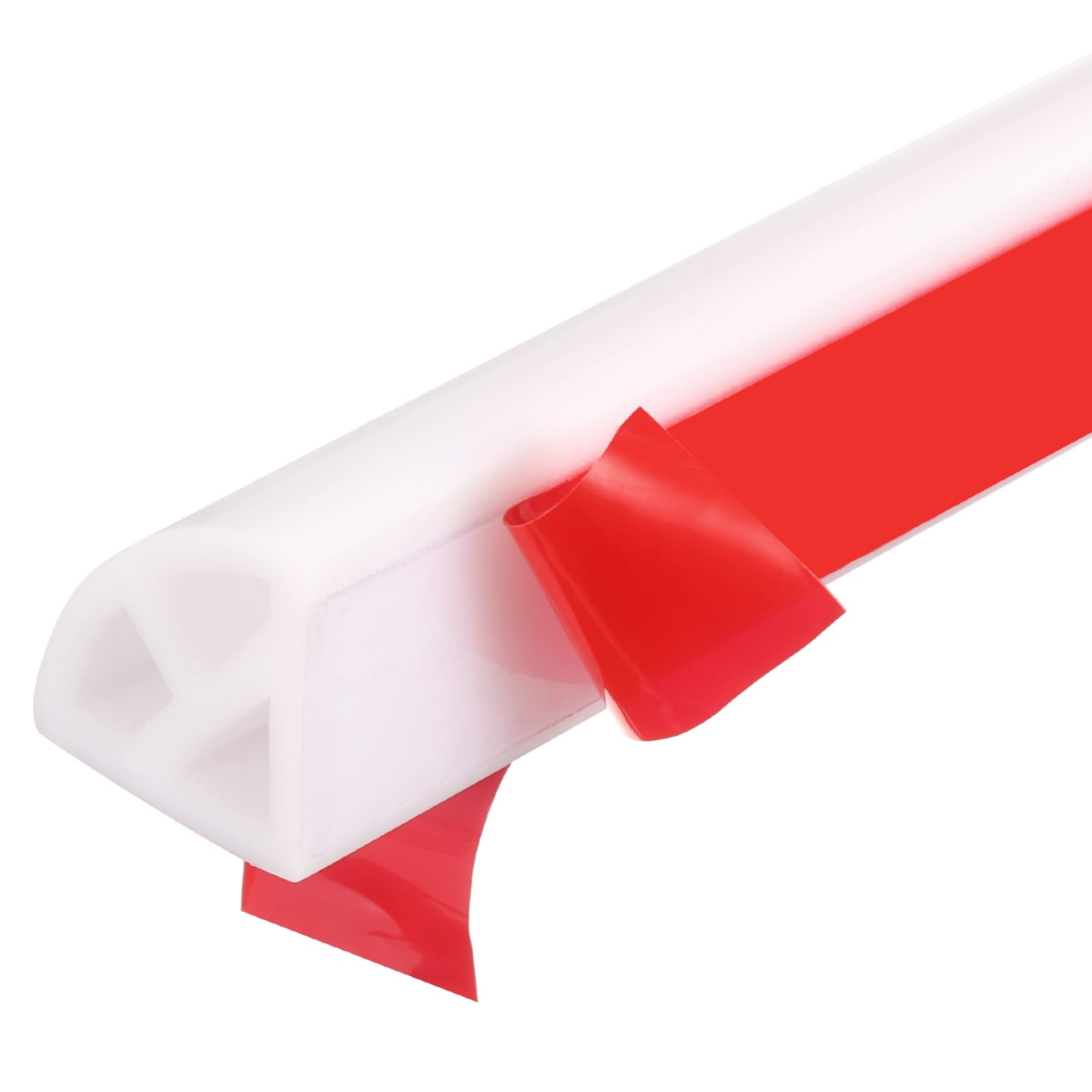 sourcing map 118 Inch Flexible Quarter Round Molding, Flexible Molding Trim, Double-Sided Silicone Peel and Stick Trim Self-Adhesive Shower Water Barrier for Floor, Corner, Tub, White