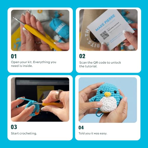 Image of The Woobles Beginner Crochet Kit with Scissor - Pierre the Penguin