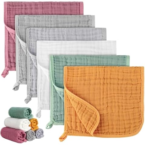 Saerryor 6 Pack Soft Cotton Muslin Cloths Cover
