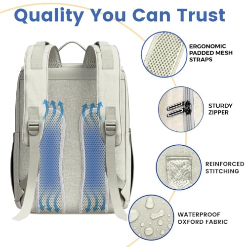Image of Baby Shower Gifts Diaper Bag Backpack, Baby Diaper Bag, Large Baby Bag for Boys & Girls, Waterproof, 16 Pockets, Insulated Bottle Holders, Durable,Travel-Friendly & Lightweight,Easy Organization,Beige