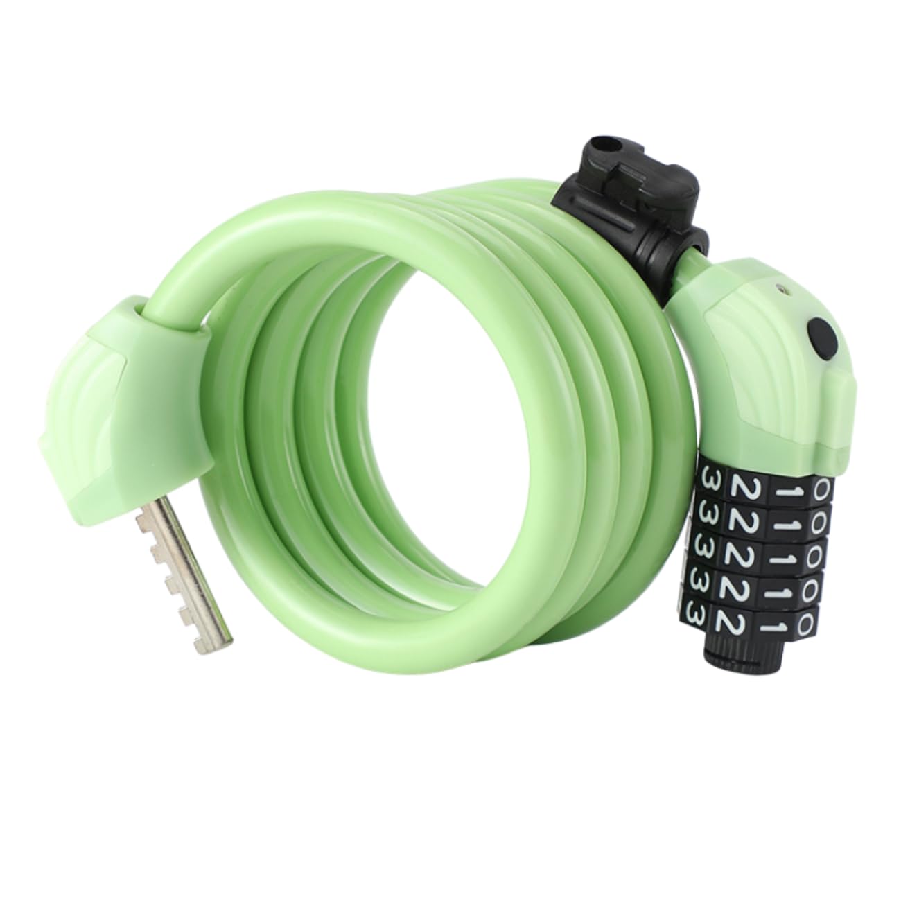 Cable Lock 5 Digits 120 cm/10 mm with Light, Bicycle Lock, Motorcycle Helmet Lock, Electric Scooter Lock, Anti-Theft (Lime)