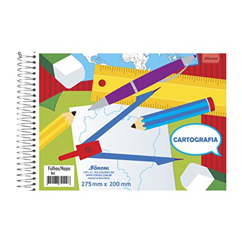 Caderno Cartografia Espiral 48 Folhas Capa Simples Foroni