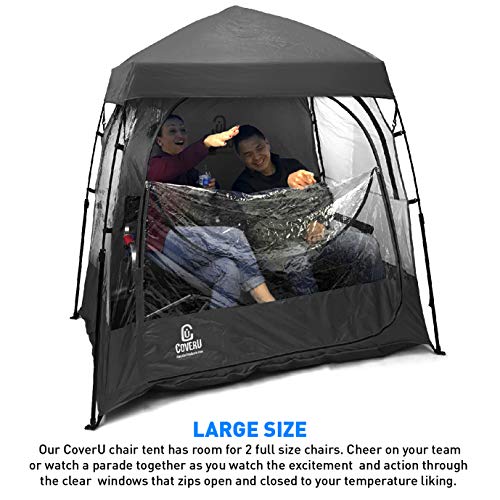 EasyGoProducts CoverU Sports Shelter –Weather Tent Pod – Patented (2 People-Black)
