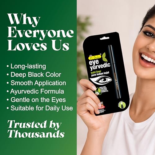 Image of K-VEDA Herbal Ayurvedic Kohl Liner | Smudge-Proof Kajal with Almond Oil & Vitamin E | 12Hr Long-Lasting, Waterproof, Natural Eye Makeup | Safe, Chemical-Free, Made in India