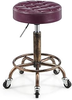 Rolling Stools Stool on Wheels Rolling stools Height Adjustable stools Retro stools Beauty Barber Stool 360 ° Rotation stools Pu Leather Round Beauty Dining Stool (Purple) The New