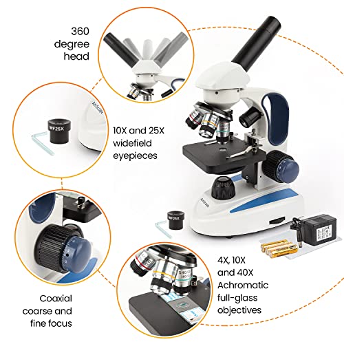 Image of AmScope 40X-1000X Biology Science Metal Glass Student Microscope with 3MP Digital Camera