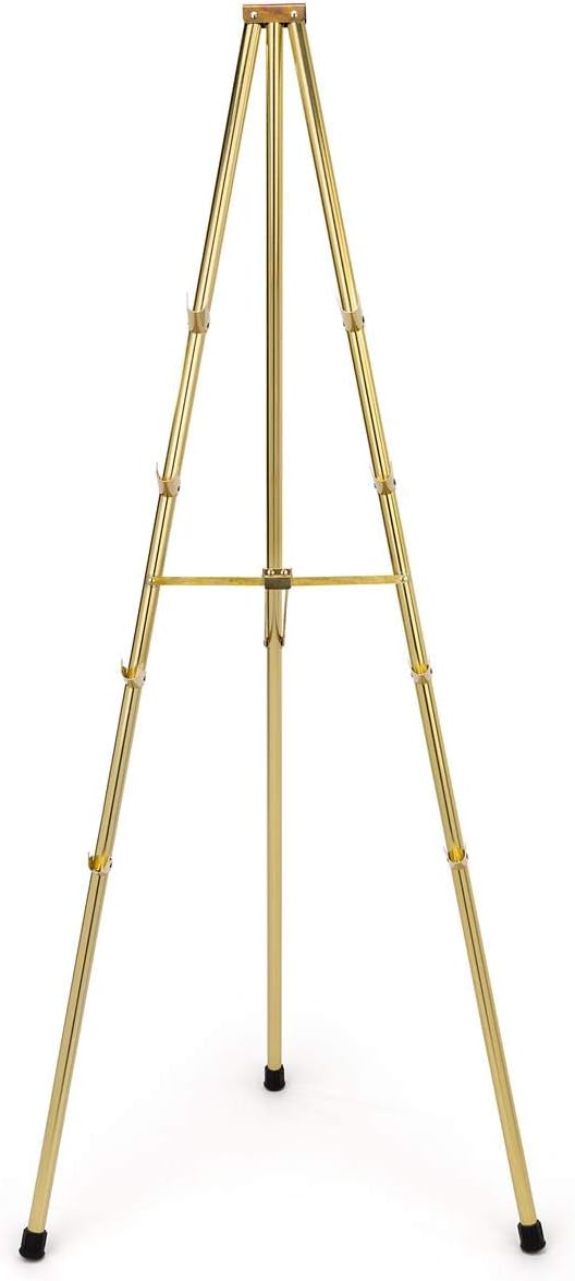 1 x 72 x 4-Inch, Brass Plated Steel Instant Easel, Free-Standing, Adjustable, with Non-Skid Rubber Feet