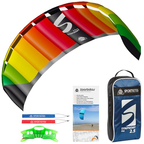 HQ Kites Symphony Pro 2.5 Stunt Kite 98 Inch Dual - Line Sport Kite, Color: Rainbow - Active Outdoor...