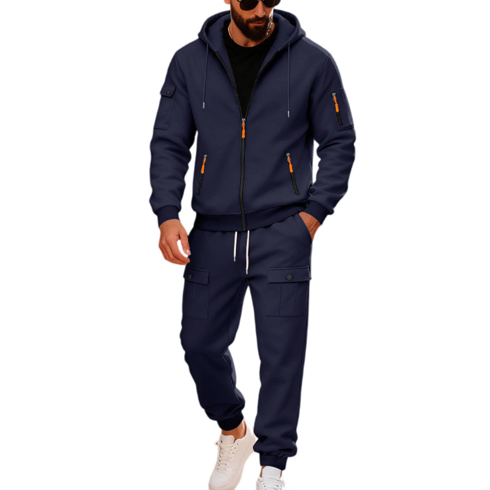 Generisch Herren Trainingsanzug Jogginganzug Sportanzug 2-Teiliges Fitness Streetwear Freizeitanzug Jogginghose