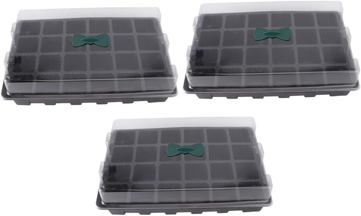 3 Sets 24-Cell Plastic Seedling Trays Nursery Germination Boxes Gardening Supplies for Indoor and Outdoor Plant Propagation