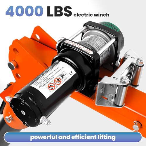 Foldable Jib Crane 2500 LBS, 4000LBS Electric Pickup Truck Crane, 3-Levels Arm Adjustment (48