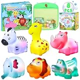 Light Up Bath Toys for Toddlers Kids Baby Boys Girls, No Hole Bath Toys with Bath Book & Organizer, Glow Bath Time Toys for Bathrooms Pool, Animals Bathtub Toys Gift for Toddlers Kids Baby Infants