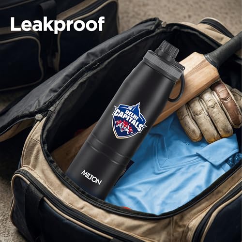 Image of Milton Sports Sparkle 900 | DC Official Drinkware Partner I Limited Edition Delhi Capitals Water Bottle | Stainless Steel I 24 Hr Hot & Cold | Designed for Cricket Lovers | 920 ml I Black