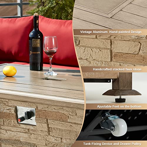 Vicluke-44-Inch-Aluminum-Propane-Fire-Pit-Table-with-Faux-Ledgestone-Hand-Painted-Table-Top-50000-BTU-Gas-Fire-Table-with-CSA-Certification-Wind-Guard-Waterproof-Cover-for-Outdoor-Patio-Brown