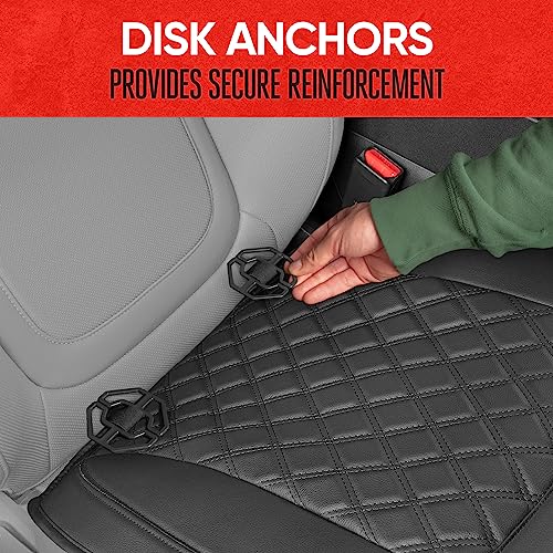 Image of Motor Trend Car Seat Cushion, 2 Pack - Diamond Stitched Faux Leather Seat Covers for Cars Trucks SUV, Black Padded Car Seat Covers with Storage Pockets, Premium Automotive Seat Covers for Front Seats