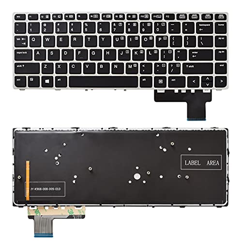 SUNMALL Keyboard Replacement Compatible with HP Elitebook Folio 9470m 9480m Series Laptop with Silver Frame No Pointer with Backlit US Layout