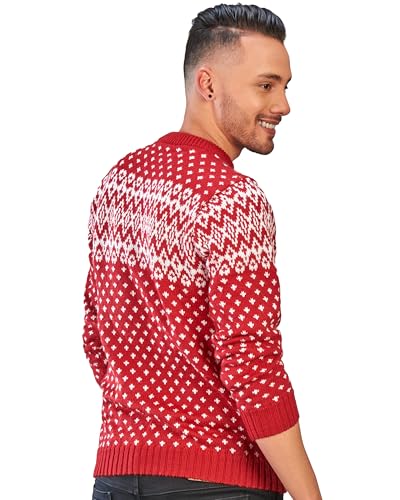 Men’s Red Norwegian-Style Alpaca Wool Sweater Mantaro - Christmas Season -Crewneck Pullover2