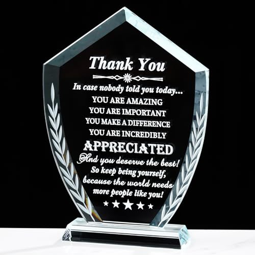 Movdyka Thank You Gift for Women Men Engraved Crystal Appreciation Plaque