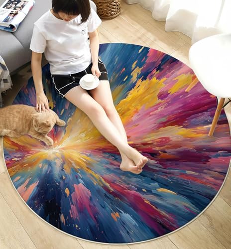 Tapis rond lavable absorbant et antidérapant style moderne - 5