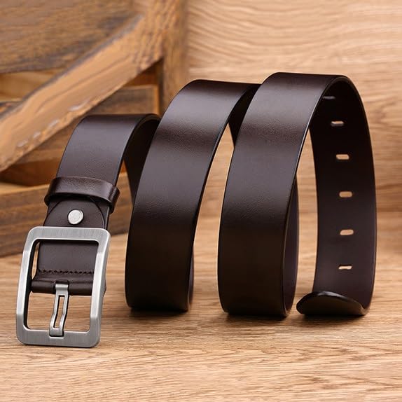 Needle Buckle Belt Versatile Genuine Leather Men's Belt Youth Belt Men's Belt(130cm)3