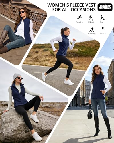 Outdoor Ventures Women's Polar Fleece Zip Vest Outerwear with Pockets,Warm Sleeveless Coat Vest for Fall & Winter - Thumbnail 3