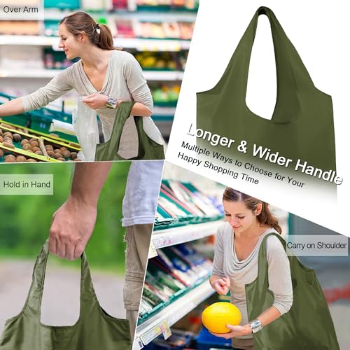 Image of BeeGreen Rolled Up Grocery Bags Reusable Shopping Bags Foldable for Groceries