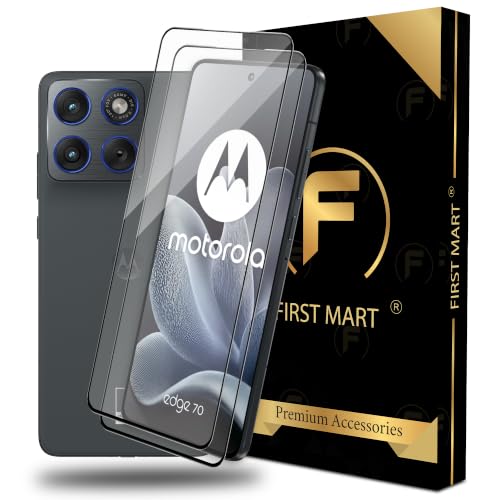 Image of FIRST MART Tempered Glass Screen Protector for Motorola Edge 70 - Full-Glue Screen Guard, 3D Edge to Edge, HD Clear, Bubble-Free, Case-Friendly, Black, Pack of 2
