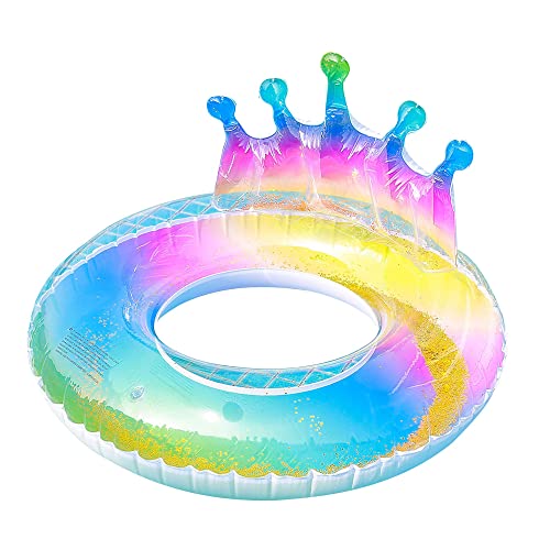 Baby Inflatableswimming Ring Circle Seat Pool Float Summer Kids Buoy Water Raft Floating Funny Toy Boat (Rainbow - Crown Swimming Circle) #TOP8