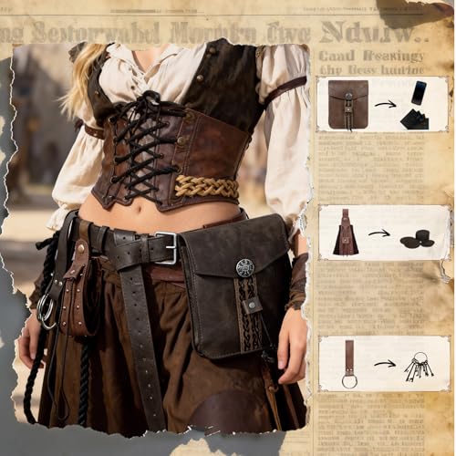 Image of Renaissance Pirate Belt Pouch with Coin Purse Skirt Hike Set