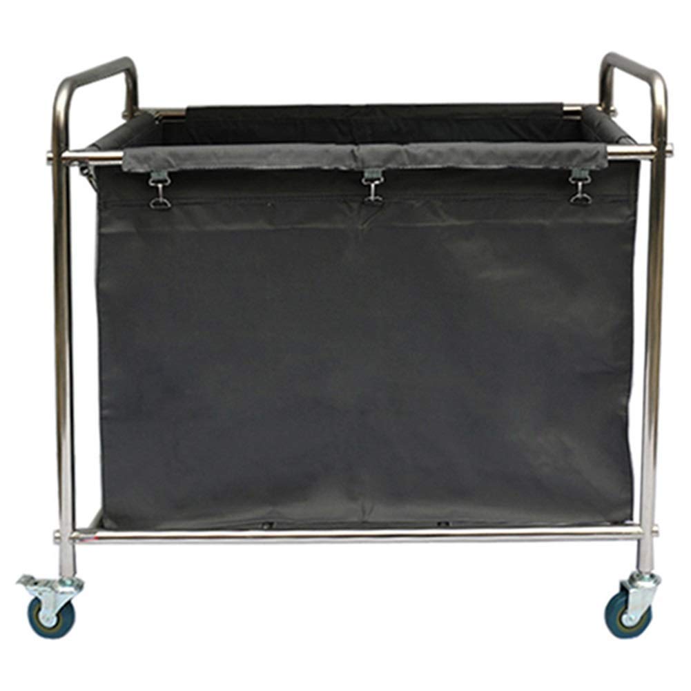 Carrello portabiancheria in acciaio inossidabile con borsa rimovibile, carrello per servizio di servizio di rotolamento, carrello per lavanderia con ruote resistente, per uso domestico e commerciale