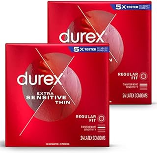 Condoms, Durex Extra Sensitive & Extra Lubricated Condoms, 24 Count (Pack of 2), Ultra Fine, Natural Latex Condoms, FSA & HSA Eligible (Packaging May Vary)