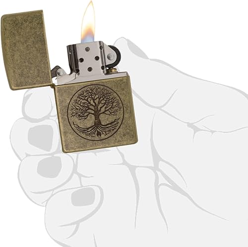 Miniatura 7 de Zippo Mechero de latón envejecido árbol de la vida eterna