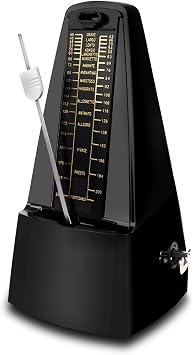 Mechanical Metronome with Loud Sound and Accurate Rhythm for Beginners and Professionals, Ideal for Piano Guitar Drum Violin and Other Instruments Black