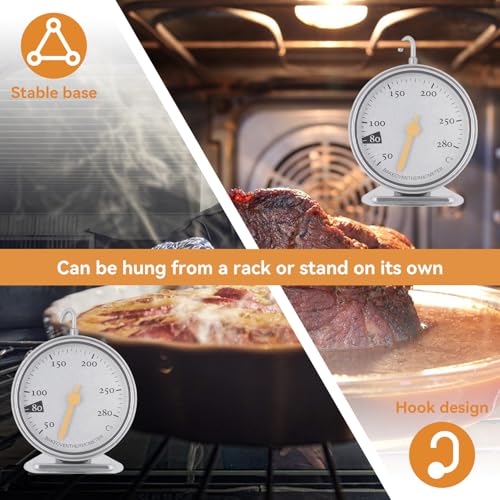 Oven Thermometer, Stainless Steel Kitchen Cooking Oven Thermometer 50 to 280 Degrees - Image 3