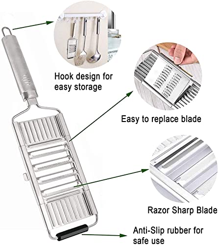 4 in 1 Multipurpose Vegetable Slicer Set, Cheese Grater Cabbage Shredder Kitchen Mandoline, Stainless Steel Vegetables Cutter with Cut Proof Glove, Handheld for Potato Lemon Ginger Onion Fruits - immagine 3