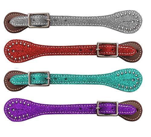 Showman Correas de cuero con purpurina para mujer, diseño de caballo (morado)