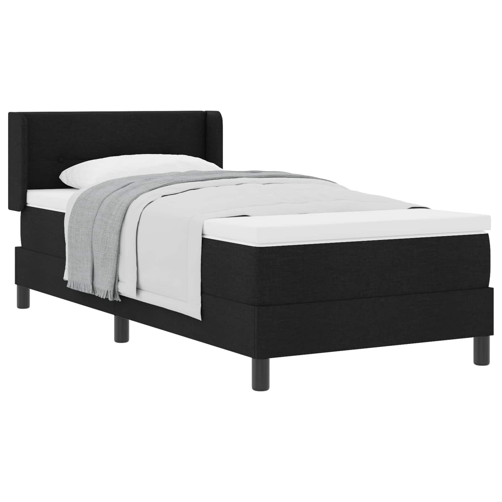 Hothingwell - Cama con cama ajustable (200 x 90 cm), color negro | Poliéster de madera maciza, colchón fermete mediano, resortes ensacados, diseño moderno