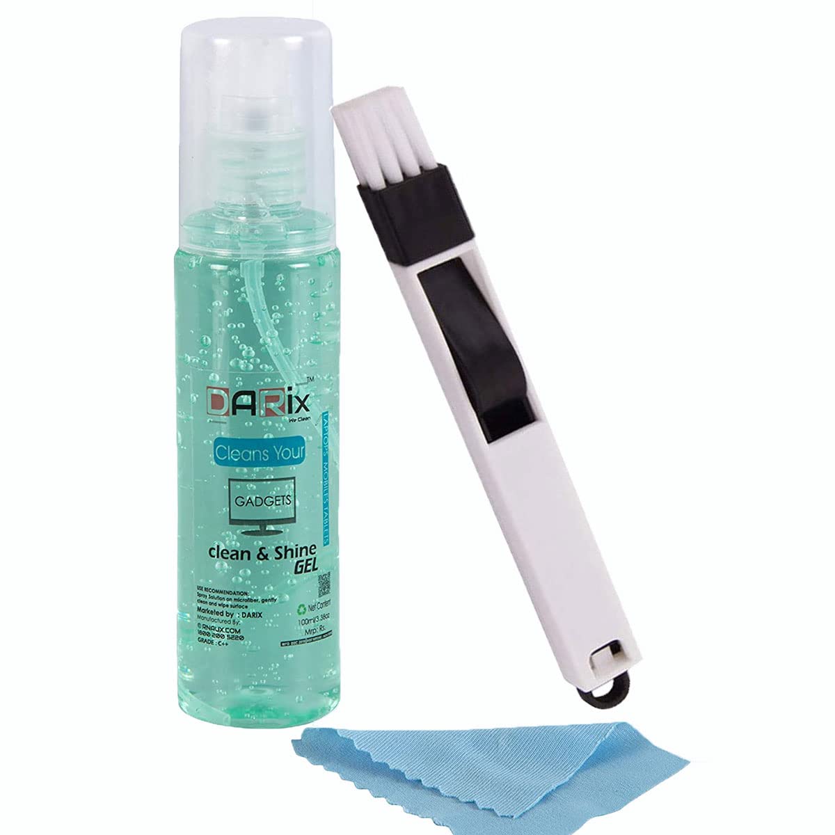 PIRU DARIX Screen Cleaning kit Cleaning Solution Spray Gel 100ml Multi-Purpose for Mobile,Laptop,Desktop,Camera Lens, LCD and Plastic Corners & Edges Cleaning Brush for Window Frame,Keyboard