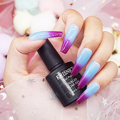KRISNICE Colour Changing Gel Nail Polish Black Pink Blue Purple Glitter Mood Thermal Temperature Chameleon Manicure Soak Off UV LED (KWB6-002) - Image 6