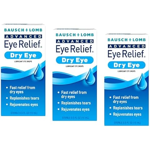 Bausch & Lomb Eye Drops for Dry Eyes & Redness Relief, Transparent, 0.5 Fl Oz (Pack of 3) (Packaging May Vary) Cover