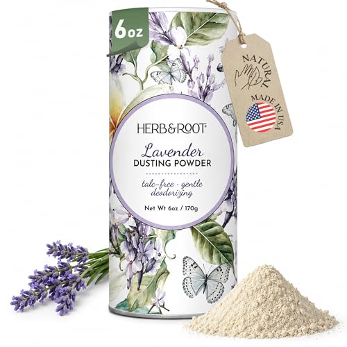 Herb & Root Talc Free Body Dusting Powders. Rose Vanila Sandalwood Lavender Jasmine and Gift Sets (Full Size Lavender)