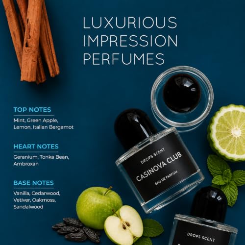 Image of Casinova Club Eau De Parfum for Men, Long Lasting Aromatic Fougere Perfume with Mint, Green Apple, Tonka Bean, Vanilla & Sandalwood Notes, Premium Men's Perfume Spray - 100 ml