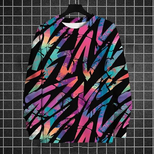 GOKKILRW Mens Tie Dye Sweatshirts Long Sleeve Crewneck Lightweight Pullover Tops Fashion Clothes Carnival Party Sweat Shirts3