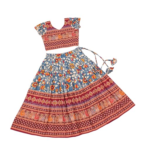 Image of E-Sqare Kids Girls Multicolour Bandhani Print Lehenga Choli Set | Ethnic Wear Dress | Readymade Clothing Set | 2 to 8 Years